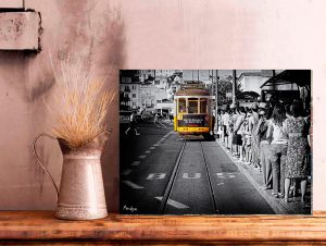Waiting for the tram - Wooden Photo Wall Art