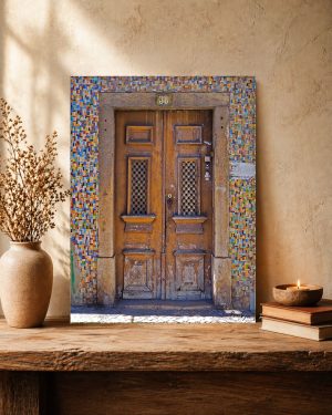 Brown door Graça - Wooden Photo Wall Art