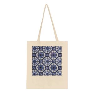 Classic Tote Bag Natural - Azulejo azul
